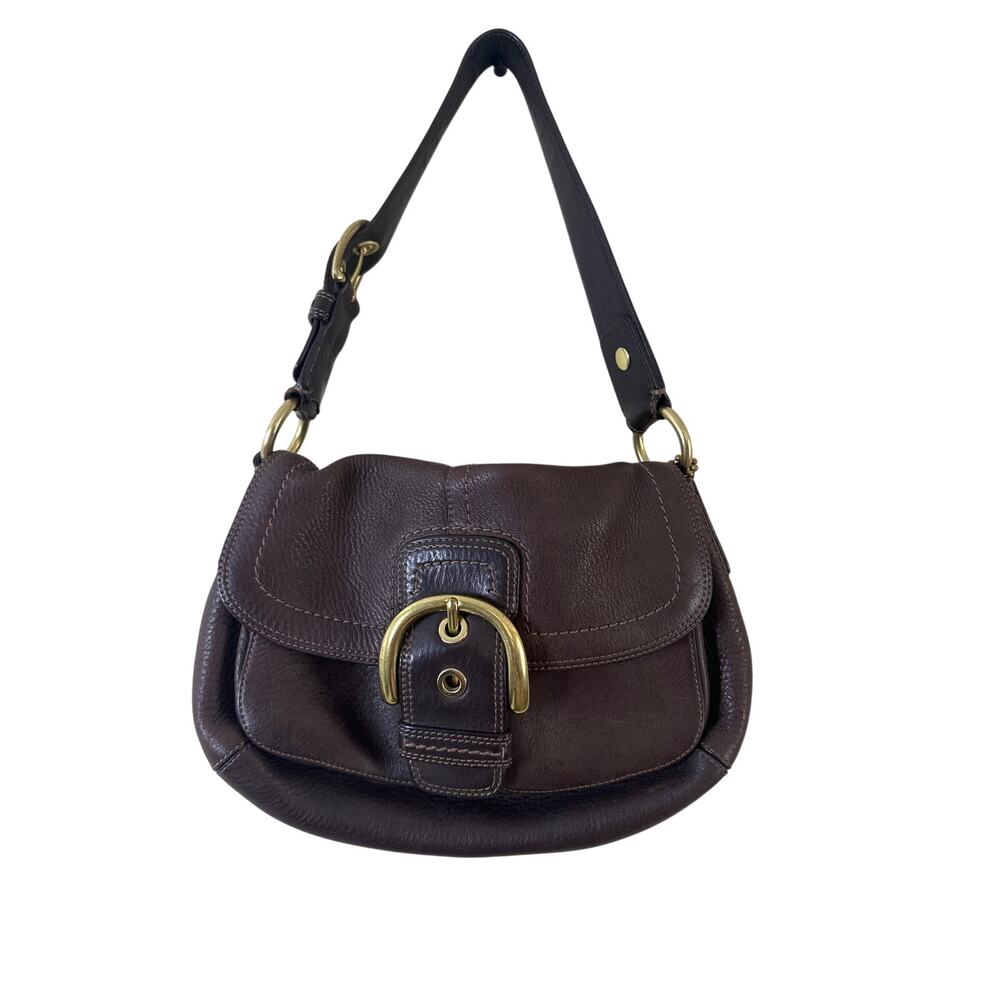 Vintage Coach Brown Leather Double Pocket Soho Bag c2